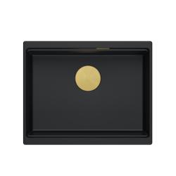 Quadri Newport II granit chiuvetă neagră sub blat 560x450 mm cu dop și capac de scurgere aurii 1208967449