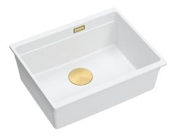 Quadri Newport II chiuvetă submontată din granit alb 560x450mm cu dop auriu 1208967451