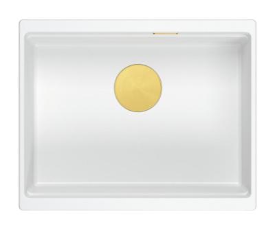 Quadri Newport II chiuvetă submontată din granit alb 560x450mm cu dop auriu 1208967451