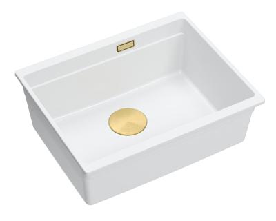 Quadri Newport II chiuvetă submontată din granit alb 560x450mm cu dop auriu 1208967451