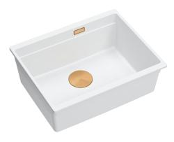 Quadri Newport II chiuvetă sub blat din granit alb 560x450mm cu dop de cupru 1208967452