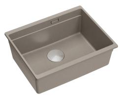 Quadri Newport II chiuvetă sub blat din granit taupe 560x450mm cu dop din oțel inoxidabil și capac de scurgere 1208967453