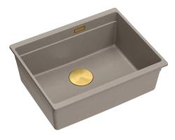 Quadri Newport II granit submontat chiuvetă taupe 560x450mm  cu dop auriu și capac de scurgere 1208967454
