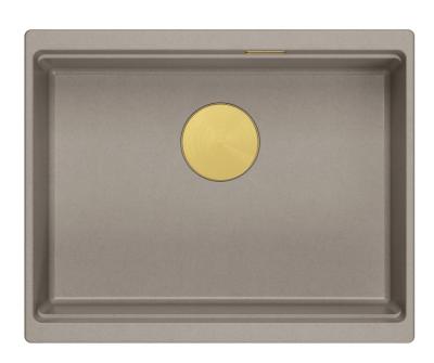 Quadri Newport II granit submontat chiuvetă taupe 560x450mm  cu dop auriu și capac de scurgere 1208967454