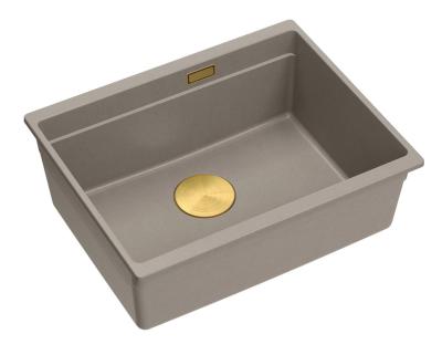Quadri Newport II granit submontat chiuvetă taupe 560x450mm  cu dop auriu și capac de scurgere 1208967454