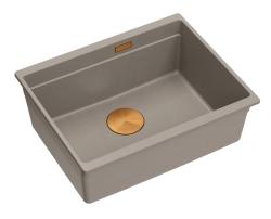 Quadri Newport II granit chiuvetă submontată taupe 560x450mm cu dop de cupru și capac de scurgere 1208967455