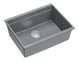 Quadri Newport II chiuvetă din granit submontată gri 560x450mmcu dop și capac de scurgere din inox 1208967456
