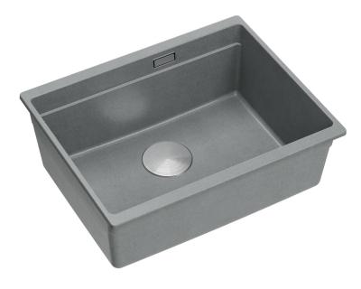 Quadri Newport II chiuvetă din granit submontată gri 560x450mmcu dop și capac de scurgere din inox 1208967456