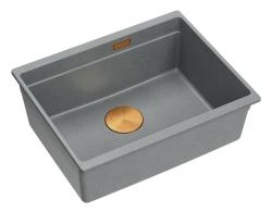 Quadri Newport II granit chiuvetă de bucătărie sub blat gri 560x450mm cu dop de cupru și capac de scurgere 1208967458