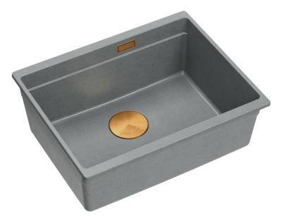 Quadri Newport II granit chiuvetă de bucătărie sub blat gri 560x450mm cu dop de cupru și capac de scurgere 1208967458