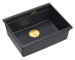 Quadri Newport II granit chiuvetă submontată antracit 560x450mm cu dop și capac de scurgere auriu 1208967460