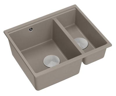 Quadri Newport II taupe 1,5 chiuvetă de granit montaj pe blat și sub blat 555x460mm cu dop din inox 1208967466