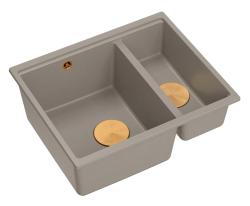 Quadri Newport II taupe 1,5 chiuvetă granit montaj pe blat și sub blat 555x460mm cu dop de cupru 1208967468