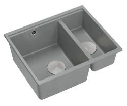 Quadri Newport II gri 1,5 chiuvetă granit montaj pe blat și sub blat dimensiuni 555x460mm cu dop din inox 1208967469