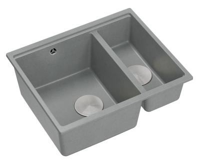 Quadri Newport II gri 1,5 chiuvetă granit montaj pe blat și sub blat dimensiuni 555x460mm cu dop din inox 1208967469