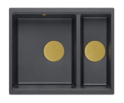 Quadri Newport II antracit 1,5 chiuvetă de granit montare pe blat și sub blat 555x460mm cu dop auriu 1208967473