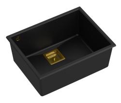 Quadri Quadrangle negru granit chiuvetă submontată 55x42cm cu dop auriu 1208967475
