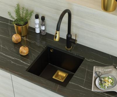 Quadri Quadrangle chiuvetă submontată din granit negru 42x42cm cu dop auriu 1208967481