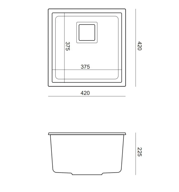 Quadri Quadrangle chiuvetă submontată din granit negru 42x42cm cu dop auriu 1208967481