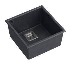 Quadri Quadrangle antracit granit chiuvetă de bucătărie încorporată 42x42cm cu dop din oțel inoxidabil 1208967486