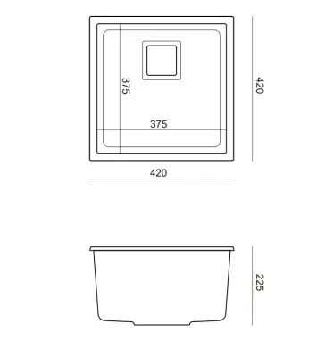 Quadri Quadrangle antracit granit chiuvetă de bucătărie încorporată 42x42cm cu dop din oțel inoxidabil 1208967486