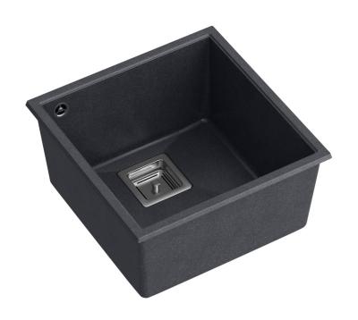 Quadri Quadrangle antracit granit chiuvetă de bucătărie încorporată 42x42cm cu dop din oțel inoxidabil 1208967486