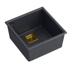 Quadri Quadrangle antracit granit chiuvetă încorporată 42x42cm cu dop auriu 1208967487