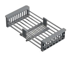 Quadri Universeel uitschuifbare inzetbak inzetmandje of restenmandje rvs met grijze handgrepen 225 mm breed 1208967543