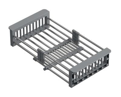 Quadri Universeel uitschuifbare inzetbak inzetmandje of restenmandje rvs met grijze handgrepen 225 mm breed 1208967543