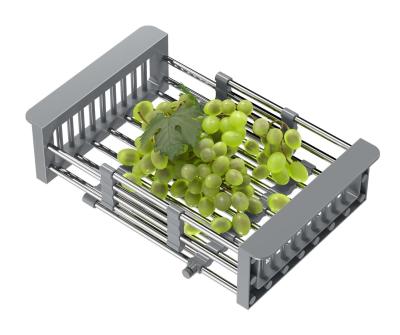 Quadri Universeel uitschuifbare inzetbak inzetmandje of restenmandje rvs met grijze handgrepen 225 mm breed 1208967543