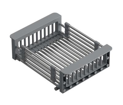 Quadri Universeel uitschuifbare inzetbak inzetmandje of restenmandje rvs met grijze handgrepen 225 mm breed 1208967543