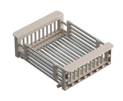 Quadri Universeel uitschuifbare inzetbak inzetmandje of restenmandje roestvrij staal met beige handgrepen 225mm breed 1208967544