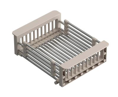 Quadri Universeel uitschuifbare inzetbak inzetmandje of restenmandje roestvrij staal met beige handgrepen 225mm breed 1208967544