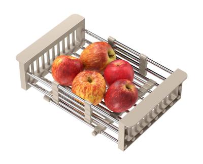 Quadri Universeel uitschuifbare inzetbak inzetmandje of restenmandje roestvrij staal met beige handgrepen 225mm breed 1208967544