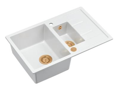 Quadri Brenton chiuvetă încastrată din granit alb 1,5 cuvă cu scurgător 78x50cm cu dop de cupru 1208967552