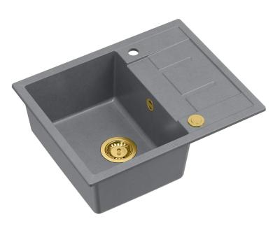 Quadri Dalton chiuvetă de suprafață din granit gri cu scurgător 62x50cm cu dop auriu 1208967565