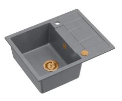 Quadri Dalton graniți gri chiuvetă de suprafață cu scurgător 62x50cm cu dop de cupru 1208967566