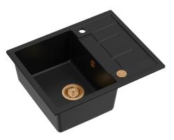 Quadri Dalton negru granit chiuvetă de bucătărie cu scurgător 62x50cm cu dop de cupru 1208967569