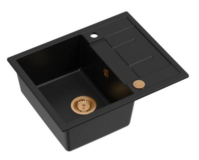 Quadri Dalton negru granit chiuvetă de bucătărie cu scurgător 62x50cm cu dop de cupru 1208967569