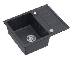 Quadri Dalton granit antracit chiuvetă de montaj cu suprafață de scurgere 62x50cm cu dop din inox 1208967570