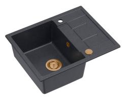 Quadri Dalton antraciet granieten opbouw spoelbak met afdruipvlak 62x50cm met koperen plug 1208967572

Traducere în română:
Chiuvetă de suprafață Quadri Dalton din granit antracit cu suprafaț