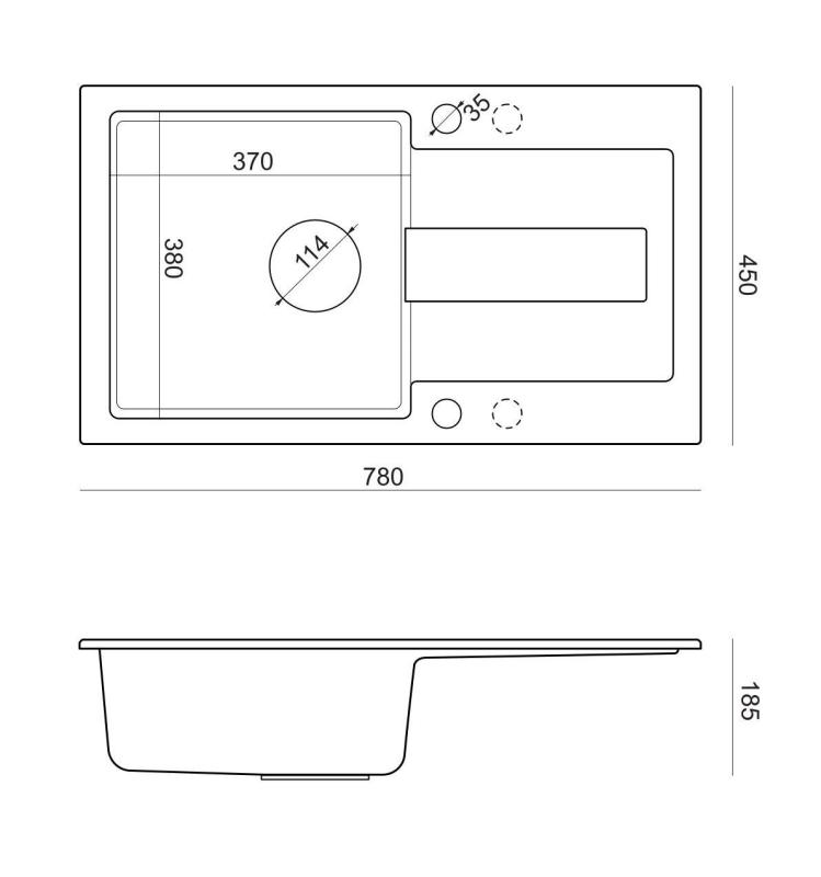 Quadri Sutton beige nisip chiuvetă de granit montată pe blat 78x45cm cu suprafață de scurgere reversibilă cu dop bej 1208967579