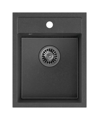 Quadri Londra granit antracit chiuvetă 39x50cm cu orificiu pentru robinet montare pe blat 1208967584