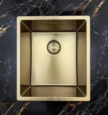 Pure.Sink Prestige chiuvetă 34x40 cm PVD Aur 10mm rază montaj sub-blat, montaj la nivel și montaj deasupra PPG3440-60