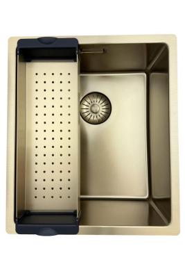 Pure.Sink Prestige chiuvetă 34x40 cm PVD Aur 10mm rază montaj sub-blat, montaj la nivel și montaj deasupra PPG3440-60