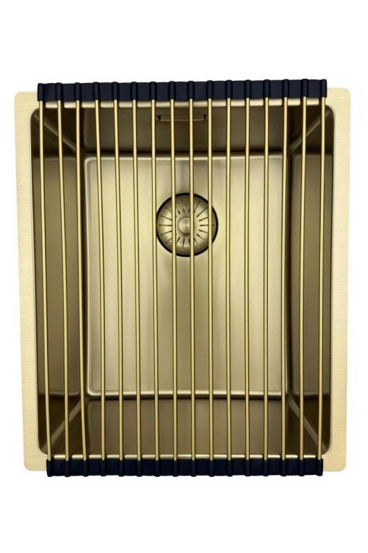 Pure.Sink Prestige chiuvetă 34x40 cm PVD Aur 10mm rază montaj sub-blat, montaj la nivel și montaj deasupra PPG3440-60