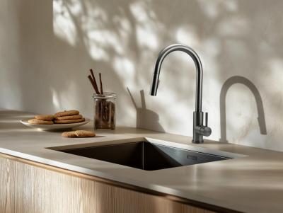 Pure.Sink Prestige chiuvetă PVD Gun Metal 34x40 cm rază de 10 mm montare sub blat, la același nivel cu blatul și deasupra blatului PPG3440-61