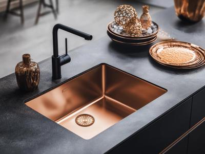 Pure.Sink Prestige chiuvetă 34x40 cm PVD Cupru 10mm rază montare sub blat, la nivel și deasupra blatului PPG3440-62
