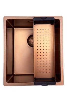 Pure.Sink Prestige chiuvetă 34x40 cm PVD Cupru 10mm rază montare sub blat, la nivel și deasupra blatului PPG3440-62