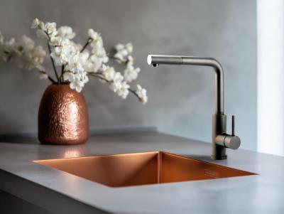 Pure.Sink Prestige chiuvetă 34x40 cm PVD Cupru 10mm rază montare sub blat, la nivel și deasupra blatului PPG3440-62